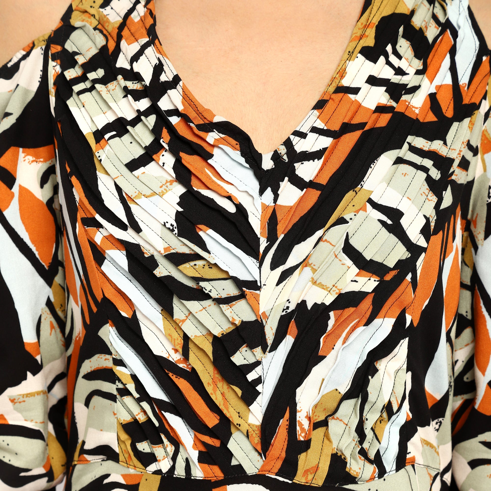 Tropical Rhapsody Cold-Shoulder Maxi Dress